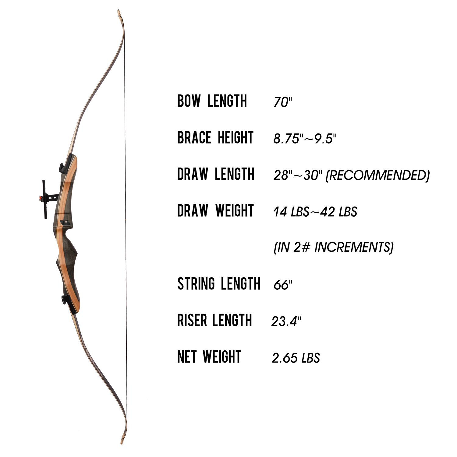 SANLIDA Noble Wood Takedown 70inch Recurve Bow 