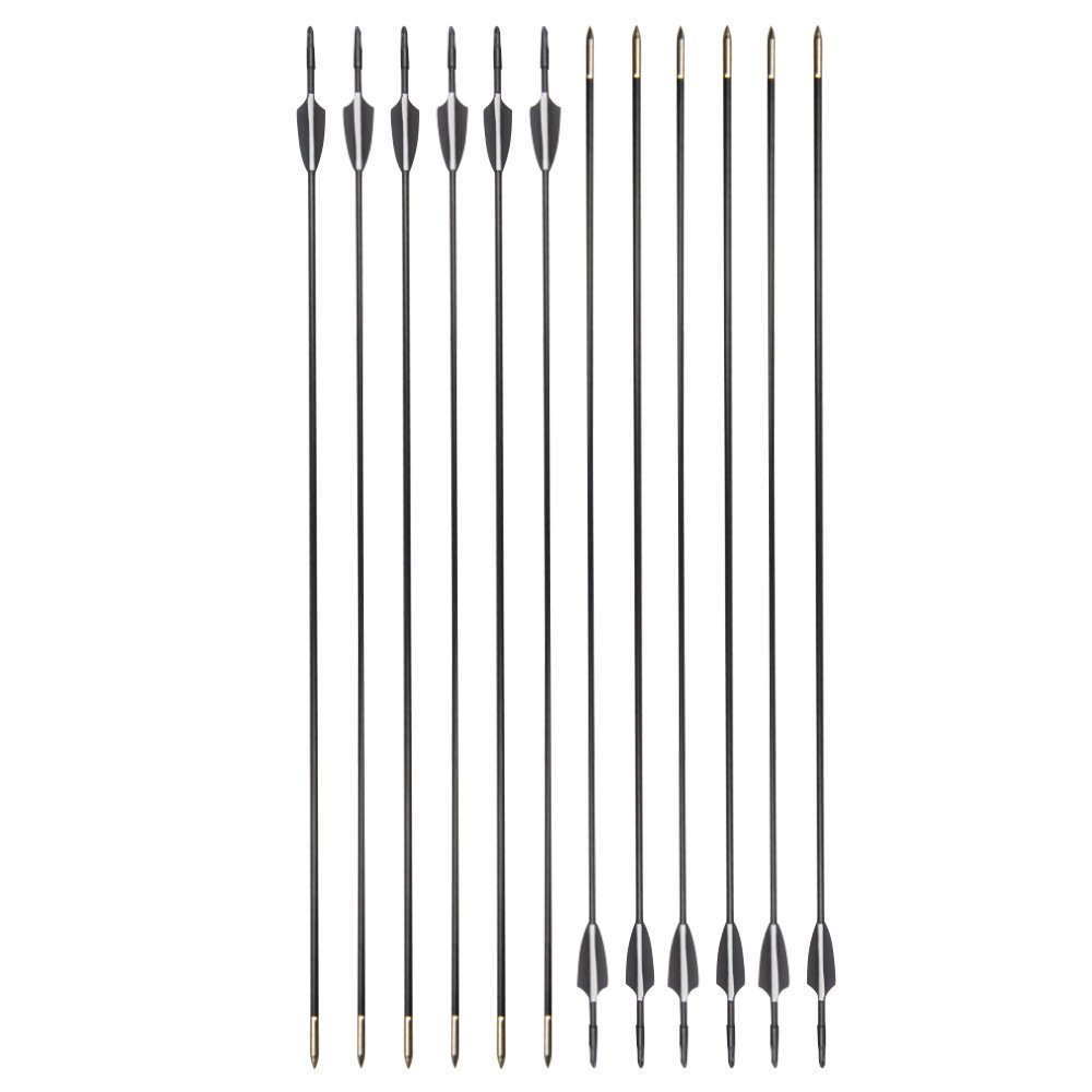 Clearance Sale Black & White Vanes Fiberglass Arrows with Fixed Field Tips