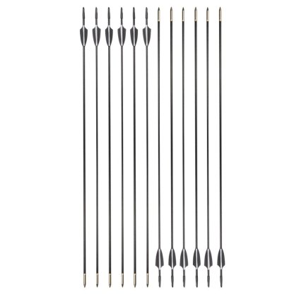 Clearance Sale Black & White Vanes Fiberglass Arrows with Fixed Field Tips 