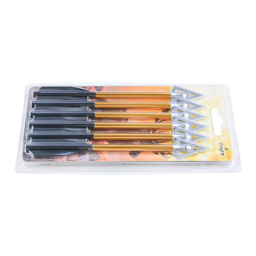 6 pcs Aluminum Mini Bolts for Crossbows, 50-80 lbs, Fixed Blade Broadheads