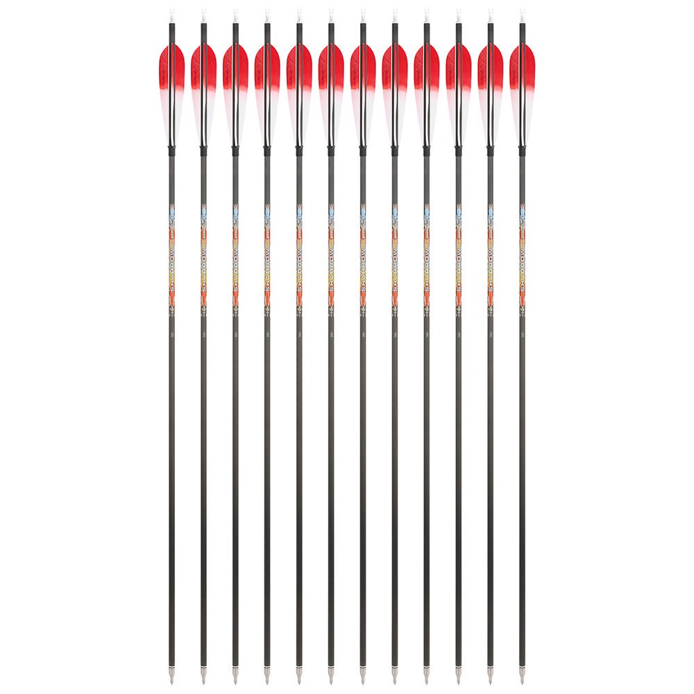 SHARROW 5-Inch Dye Feather Pure Carbon Arrows (12pcs)