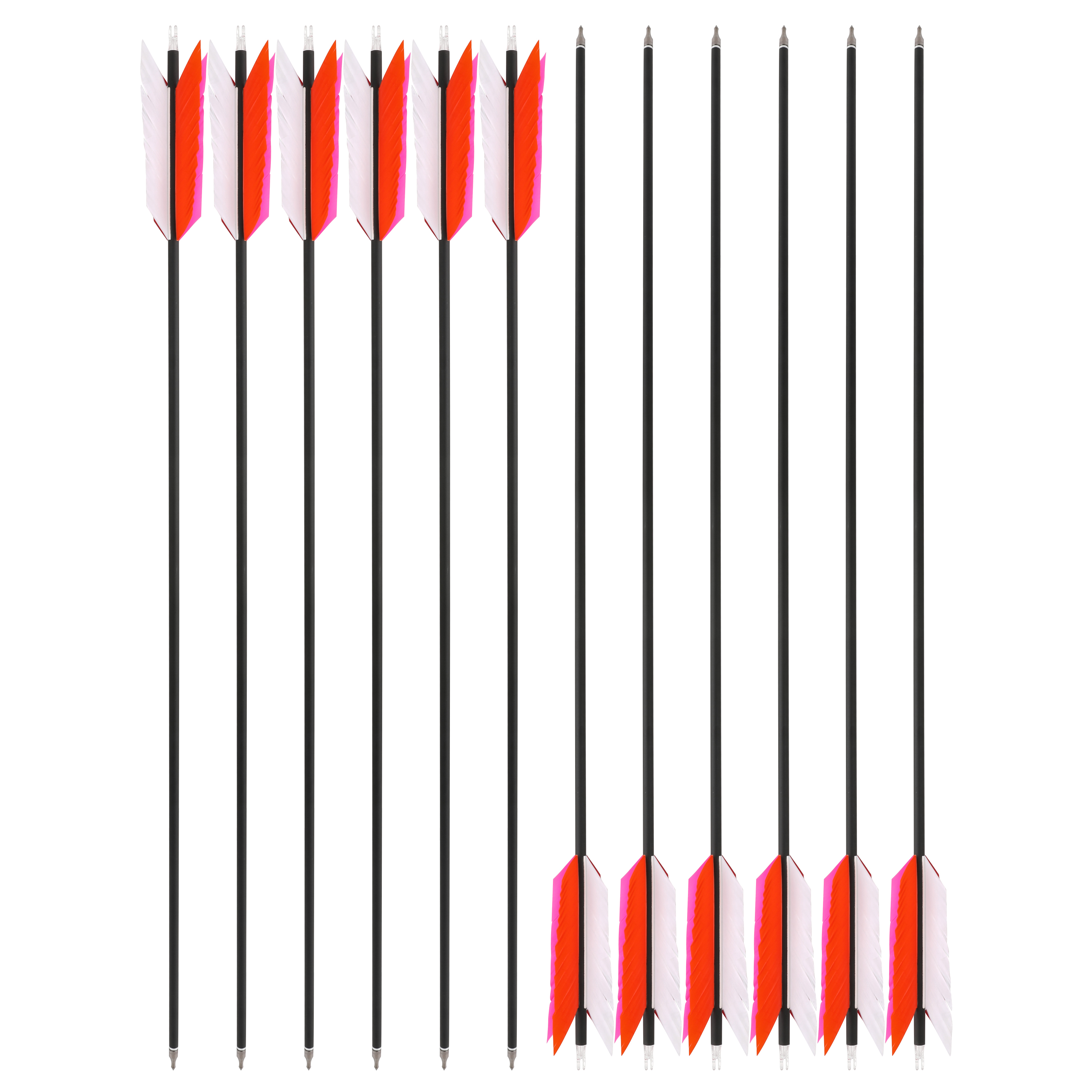 Arrows 31.5" with 4" Feathers, 500 Spine, Carbon Shaft – 100 Grain Field Points