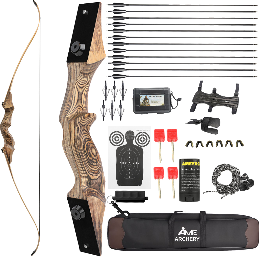 Black Hunter 60" Recurve Bow Set – Transparent Limb Edition (60lbs)