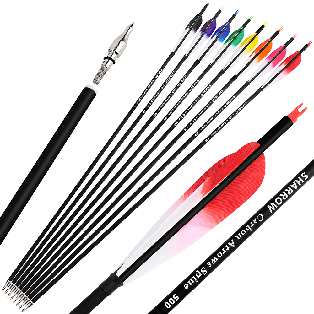 AME ARCHERY 5-Inch Dye Feather Carbon Arrows(12pcs)