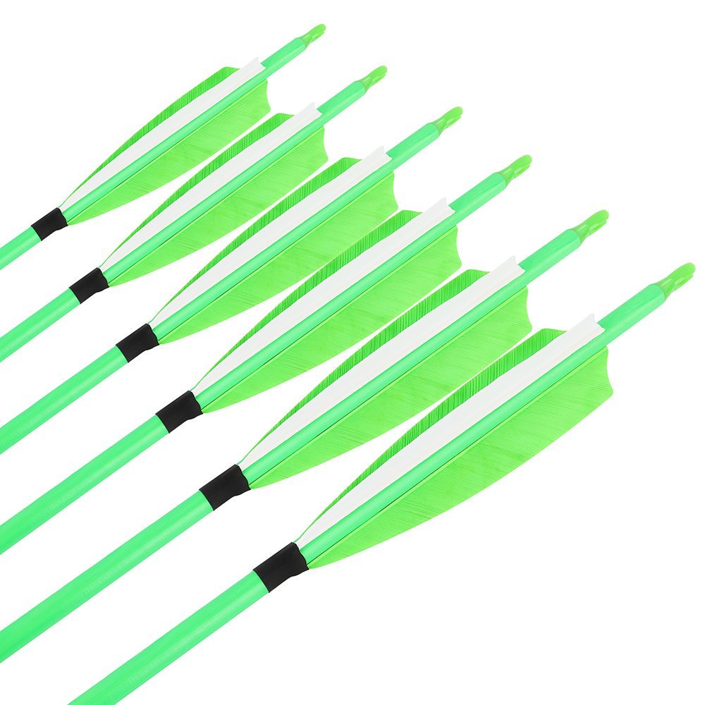 AME ARCHERY Fluorescent Green Mixed Carbon Arrows – Spine 500 (12pcs)