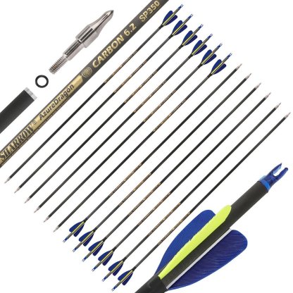 AME ARCHERY 2-inch Heart-Shaped True Feather Pure Carbon Arrows(12PCS)