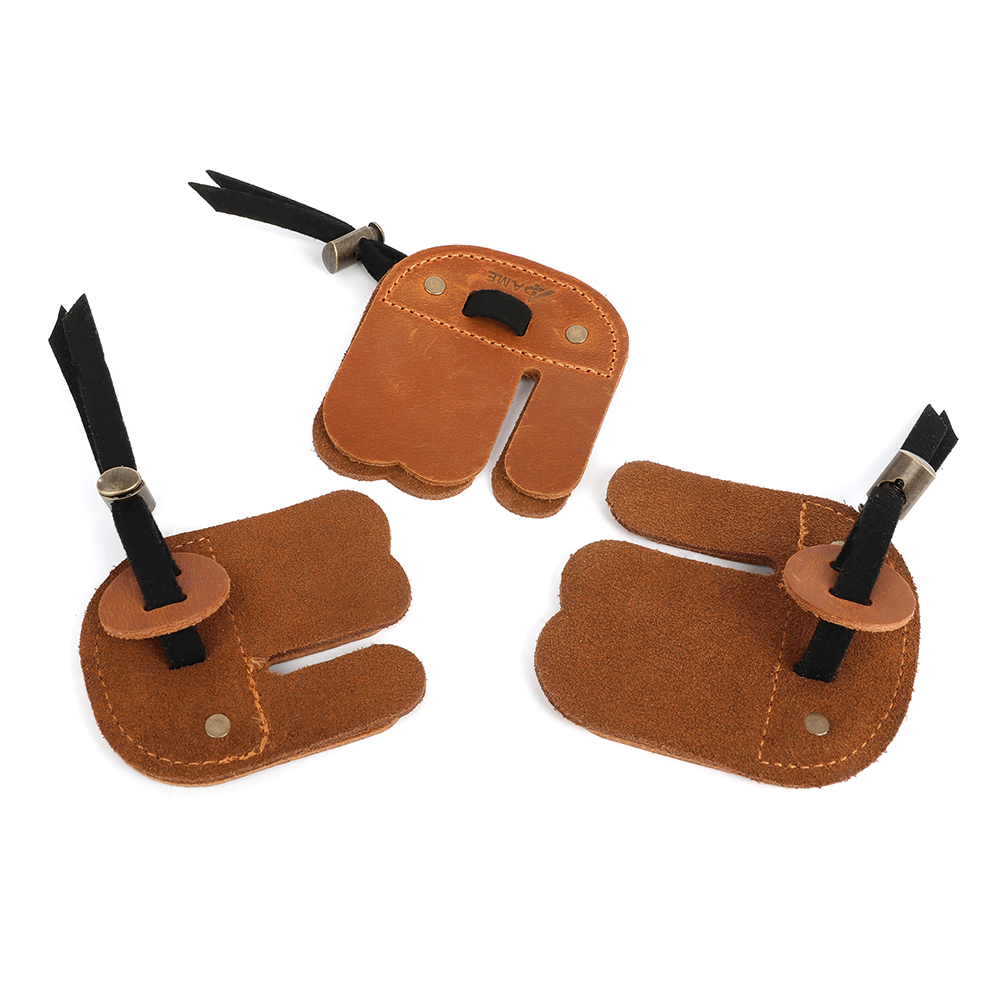 AME ARCHERY AH6 Leather Archery Finger Tab (RH/LH) – 3D Fit Dual-Layer Design, Adjustable Strap