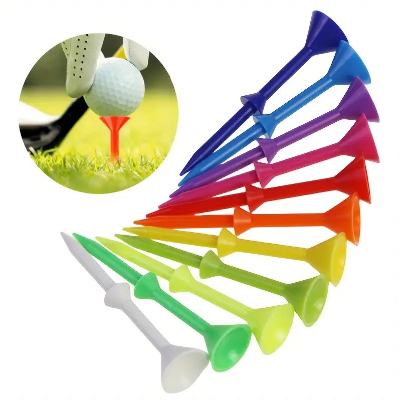 Golf Tees, 83mm, Mixed Rubber & Plastic, 50pcs, Multicolor Set
