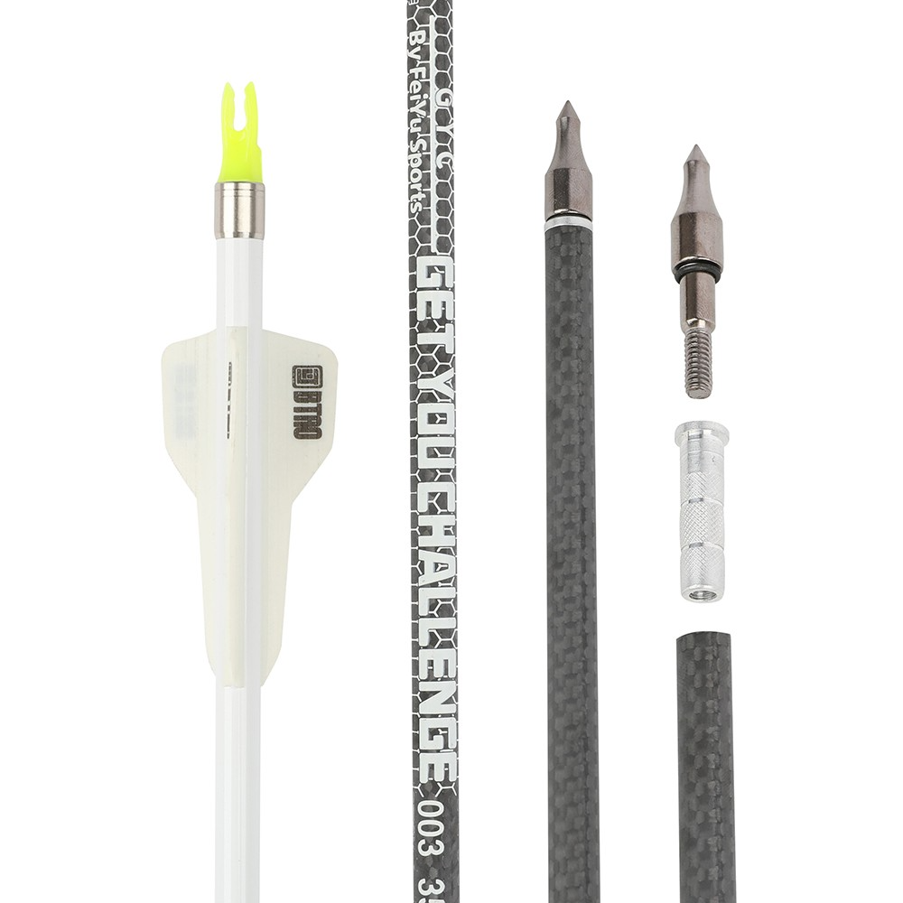 12pcs 32" Pure Carbon Arrows 2.5" Rubber Vanes 250-400 Spine