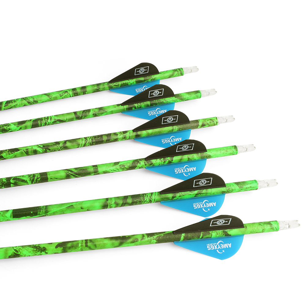 AME ARCHERY 500 Spine Camo Mixed Carbon Arrows with 2" Rubber Vanes (12pcs)