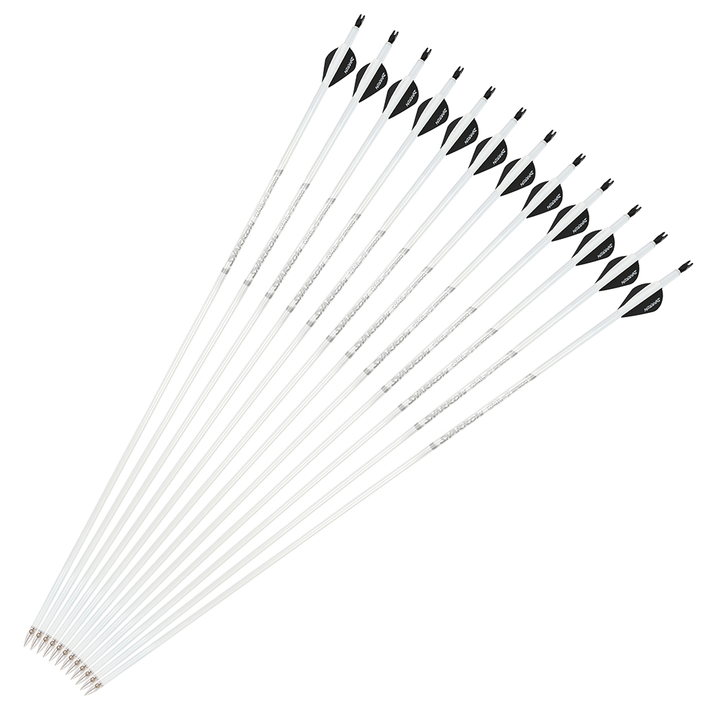 AME ARCHERY WML2 600 Spine 2-Inch 2 Black 1 White Drop Vane Carbon Arrows (12pcs)