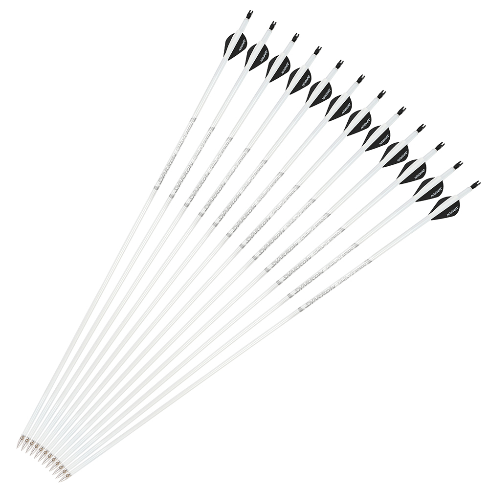 AME ARCHERY WML2 600 Spine 2-Inch 2 Black 1 White Drop Vane Carbon Arrows (12pcs)