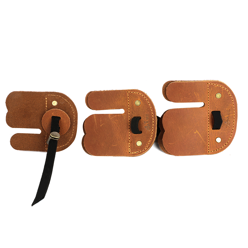 AME ARCHERY AH6 Leather Archery Finger Tab (RH/LH) – 3D Fit Dual-Layer Design, Adjustable Strap