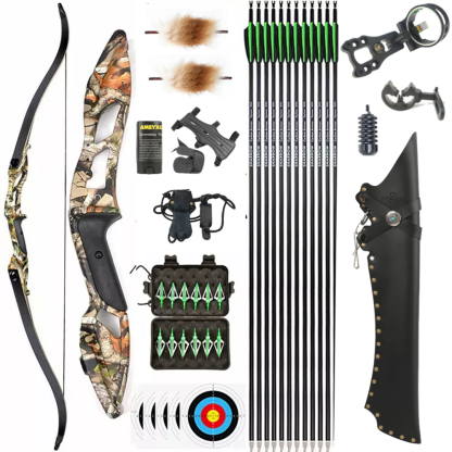 JUNXING F179 56"  Recurve Bow Arrows Kit 30-50lbs for Hunting 