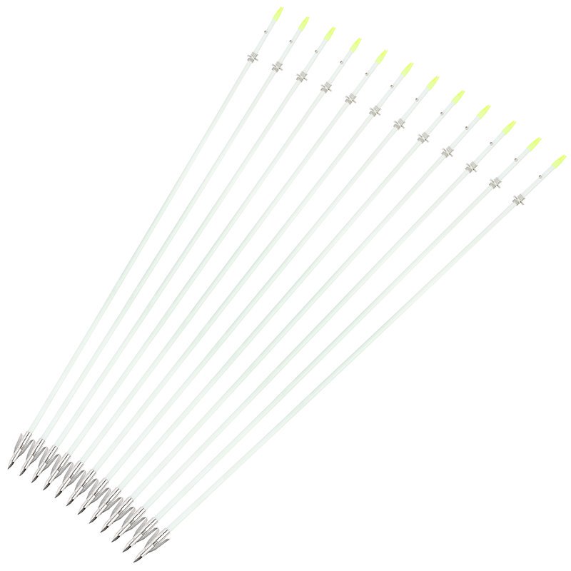 White Bowfishing Arrow with Short Head – Solid Fiberglass Shaft(12pcs)
