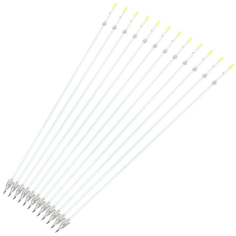 White Bowfishing Arrow with Short Head – Solid Fiberglass Shaft(12pcs)