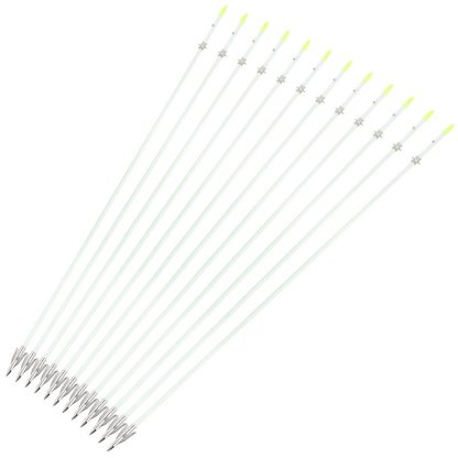 White Bowfishing Arrow with Short Head – Solid Fiberglass Shaft(12pcs)