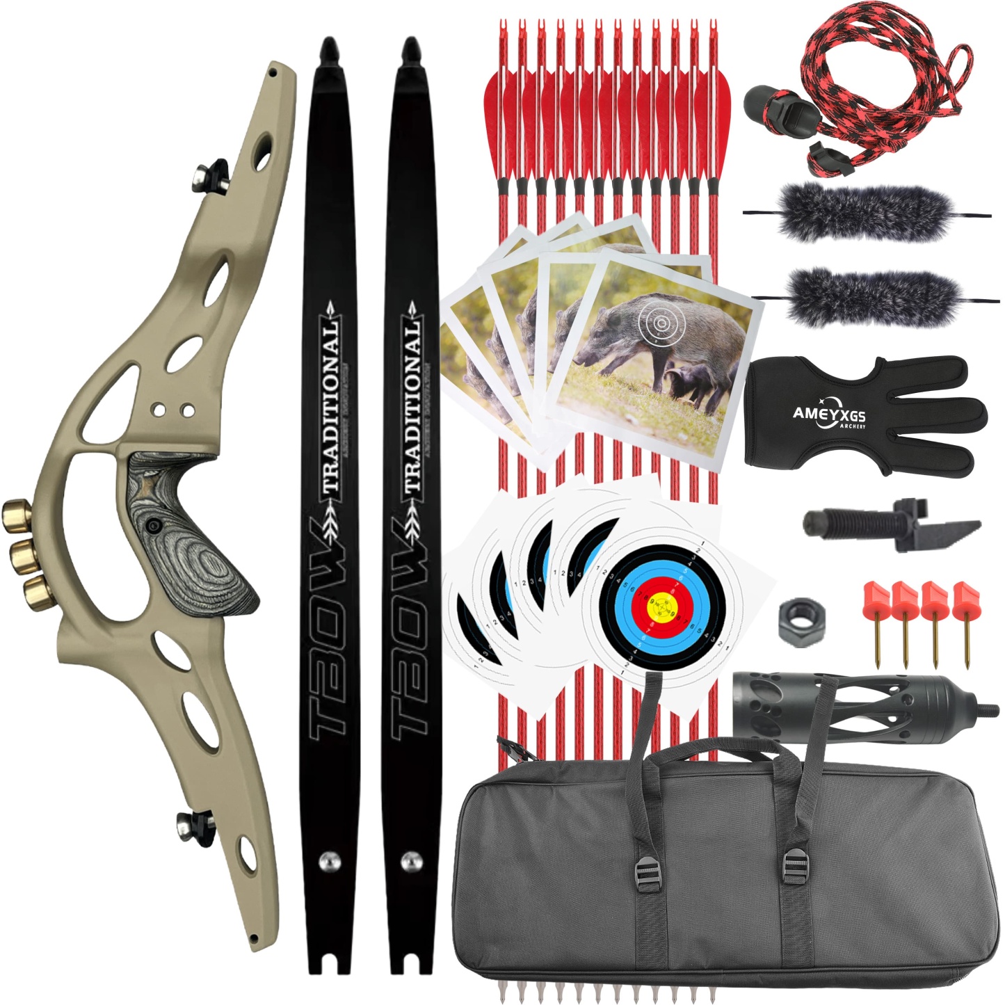 TBOW 62" ILF Recurve Bow for Hunting 30-60#