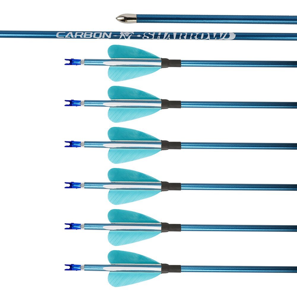 AME ARCHERY 1.75inch Fox 2" Heart-Shaped Feather Pure Carbon Arrows(12pcs)