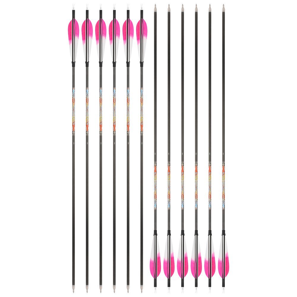 SHARROW 5-Inch Dye Feather Pure Carbon Arrows (12pcs)