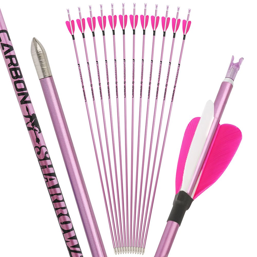 Fire Fox 2-inch Heart-Shaped True Feather Pure Carbon Arrows(12pcs)