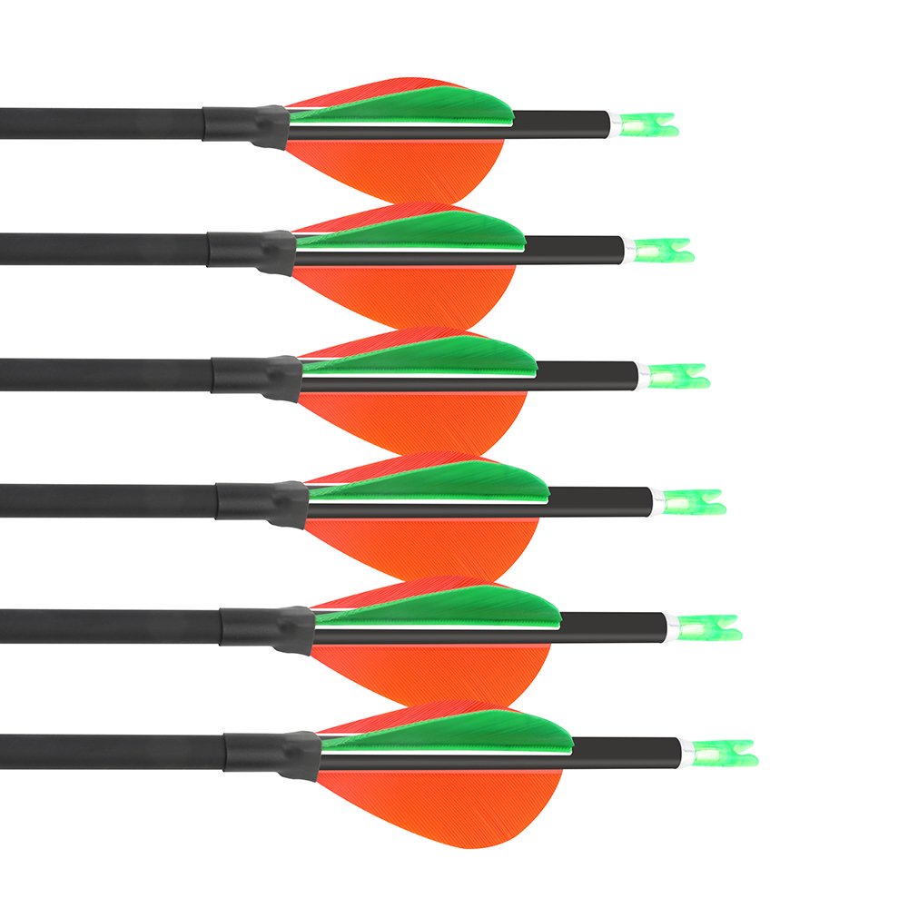 AME ARCHERY 2-Inch Drop-Shaped Nature Feather Pure Carbon Arrows – Spine 700–1000, 0.001'' (12pcs)