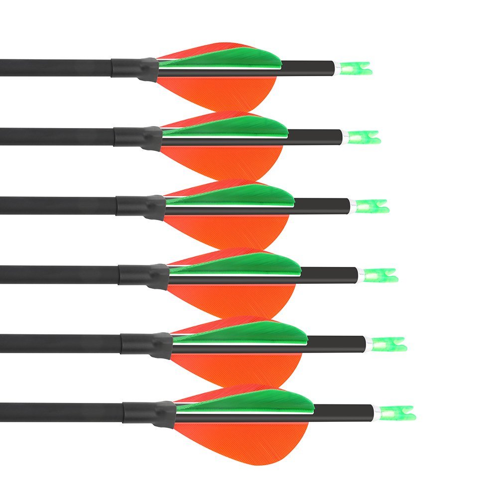 AME ARCHERY 2-Inch Drop-Shaped Nature Feather Pure Carbon Arrows – Spine 700–1000, 0.001'' (12pcs)
