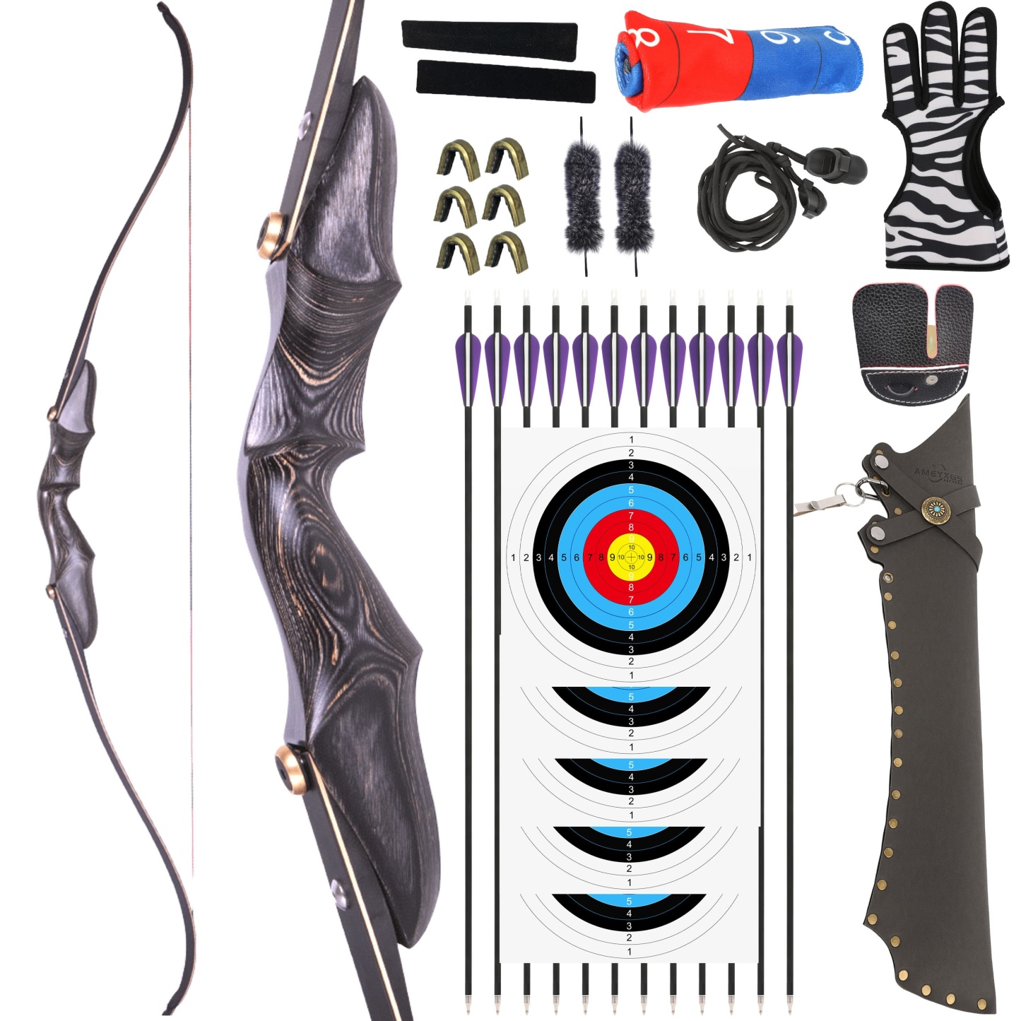 58" Traditional ILF Recurve Bow 20–50 lbs Wooden Takedown