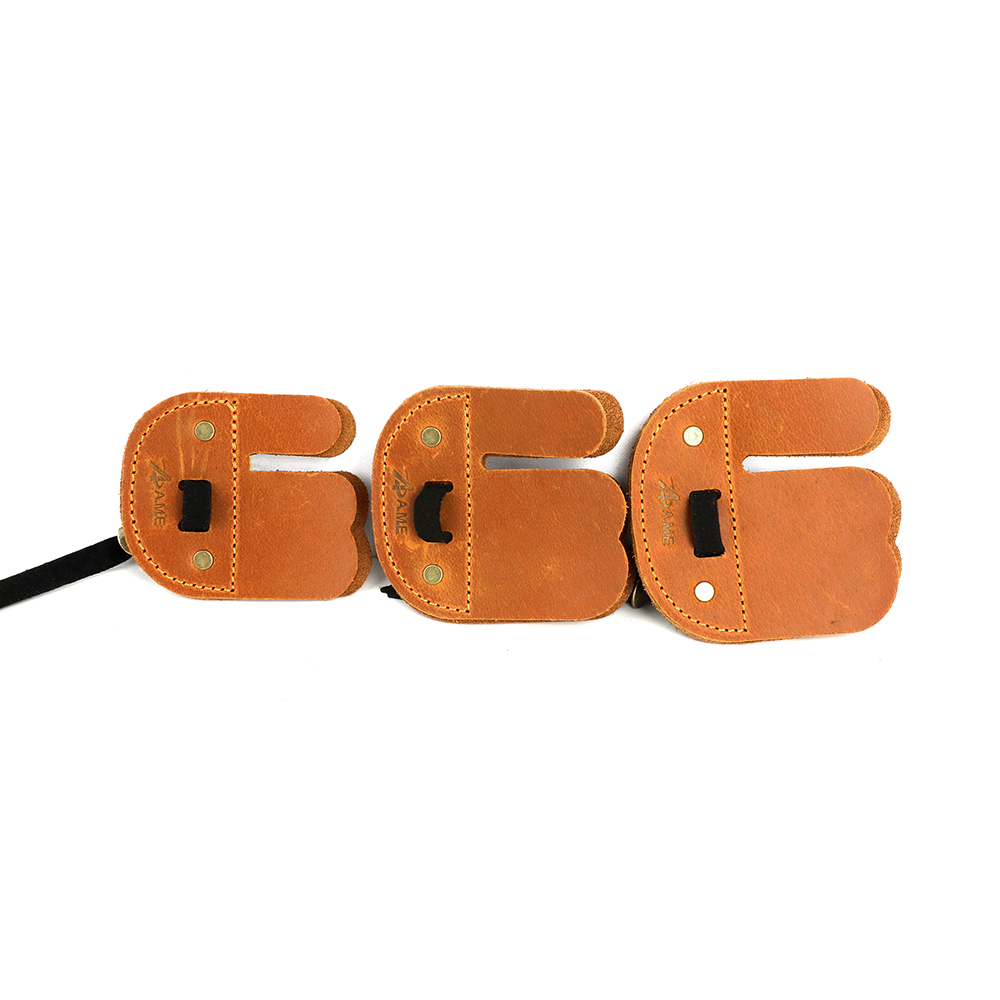 AME ARCHERY AH6 Leather Archery Finger Tab (RH/LH) – 3D Fit Dual-Layer Design, Adjustable Strap
