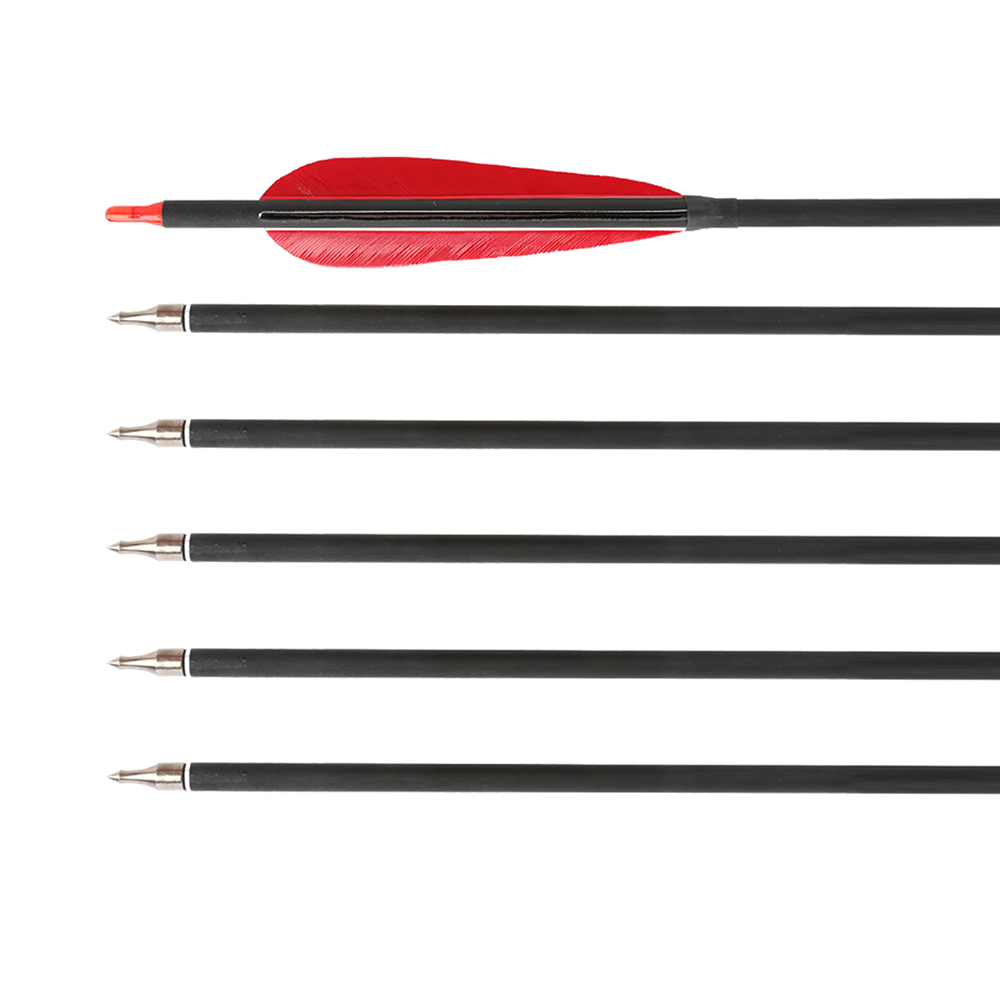 AME Archery 33inch 500-Spine Hybrid Carbon Arrows for Long Bow Hunting(12pcs)