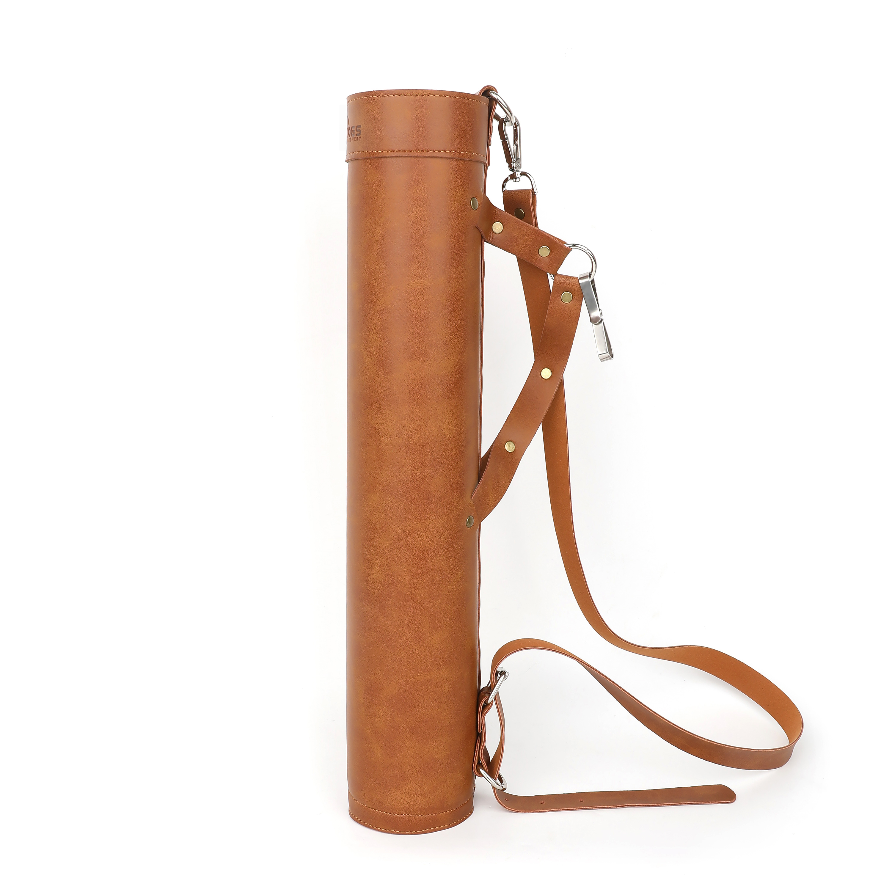 Brown Leather Arrow Quiver, Adjustable, Shoulder & Waist Carry