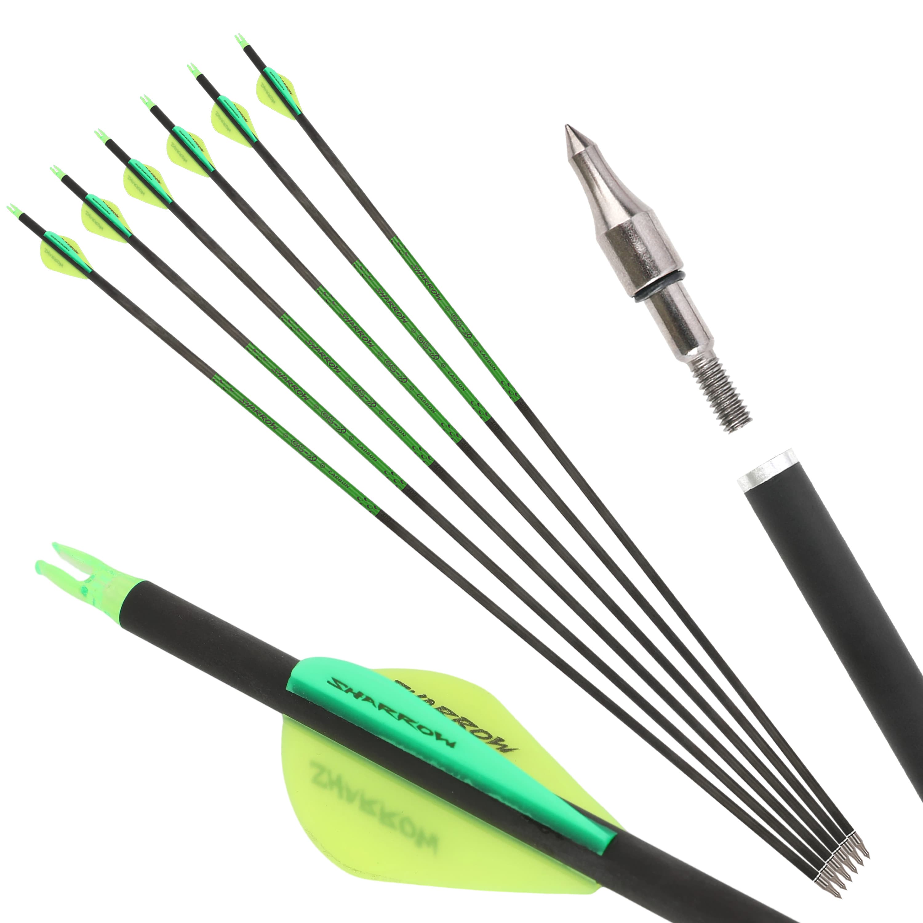 30" Pure Carbon Arrows with Screw Tips 300-800 Spine