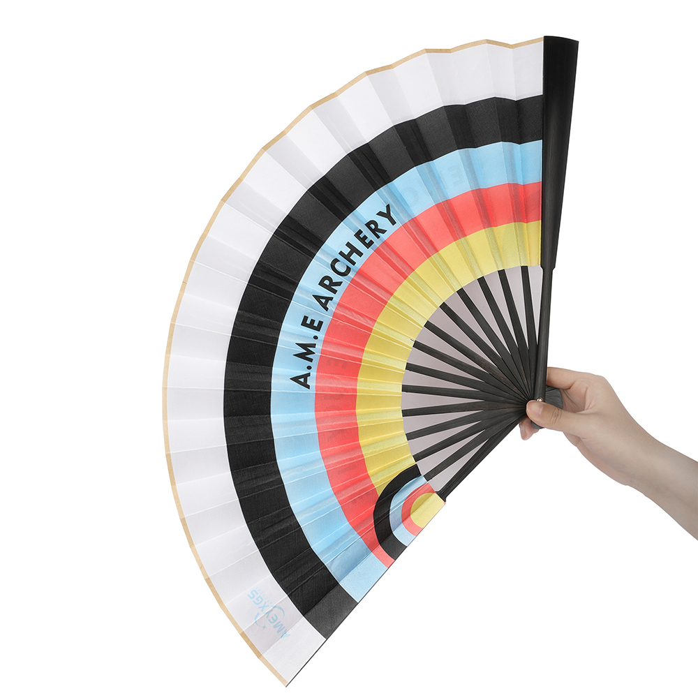 AME ARCHERY Classic Silk Folding Fan – 8" & 10", Waterproof Dual-Sided Prin