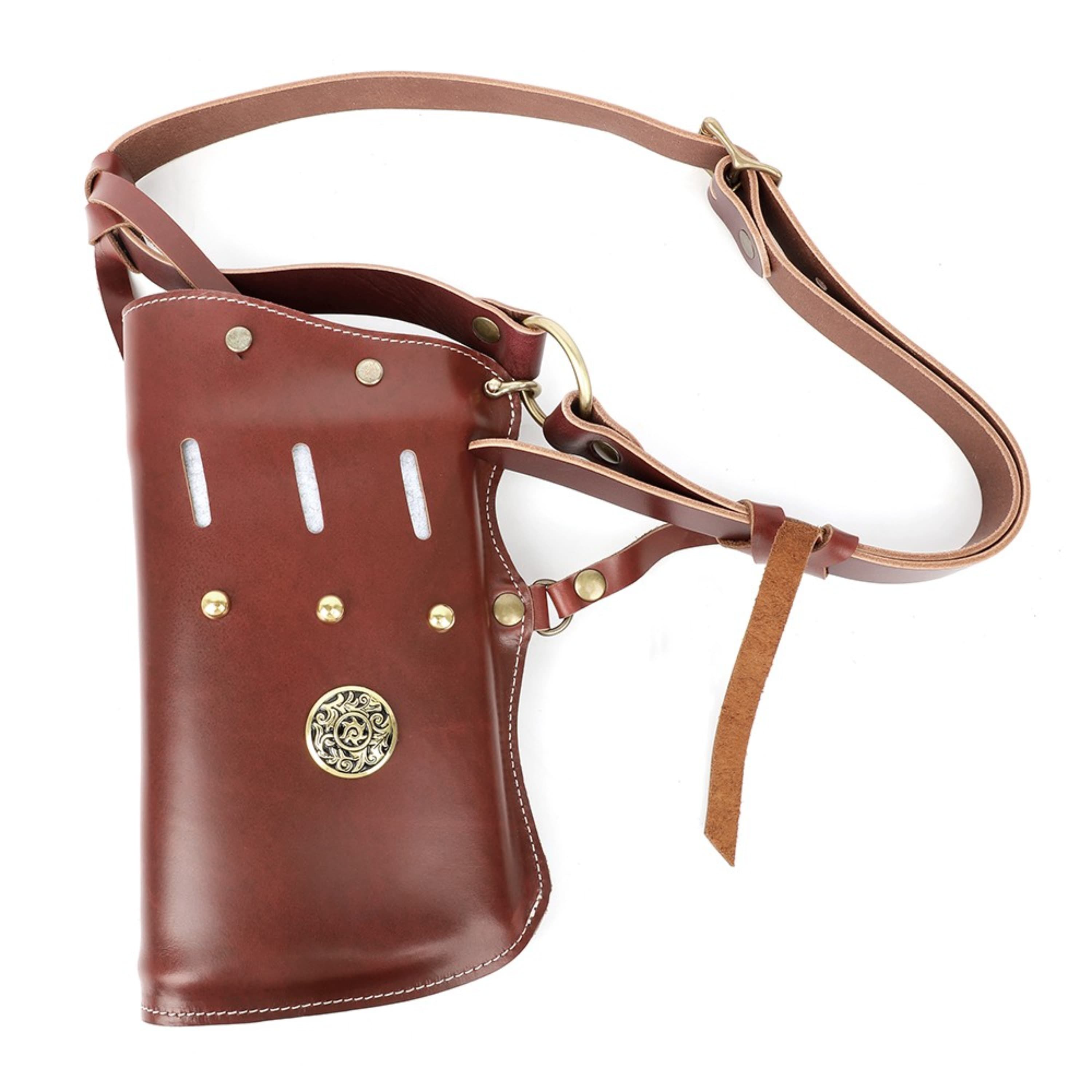 Brown Cowhide Traditional Archery Arrow Quiver Case