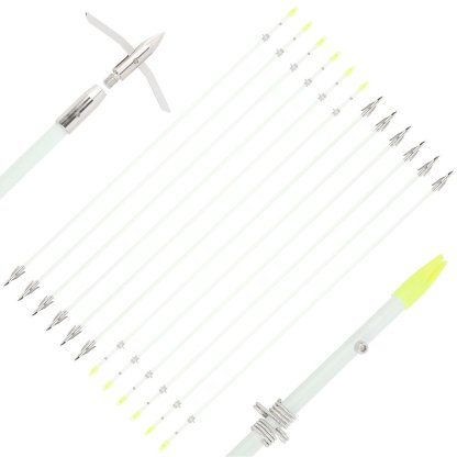 White Bowfishing Arrow with Short Head – Solid Fiberglass Shaft(12pcs)