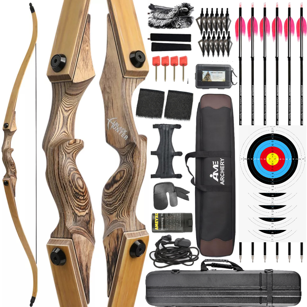 Black Hunter 60" Takedown Recurve Bow Box Set – 20-60lbs Right/Left Hand