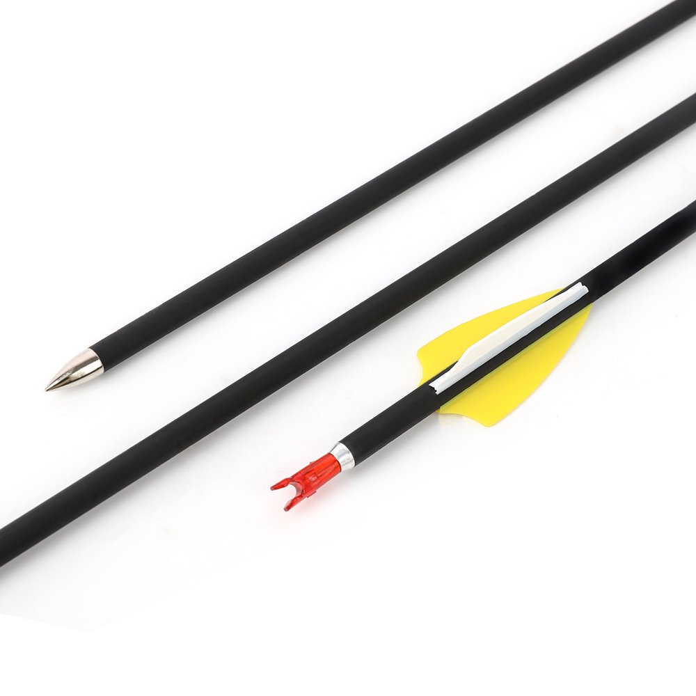 AME ARCHERY 1.75-Inch 2 Yellow 1 White Shield Vanes Mixed Carbon Arrows – Spine 1000, 30" Shaft (12pcs)