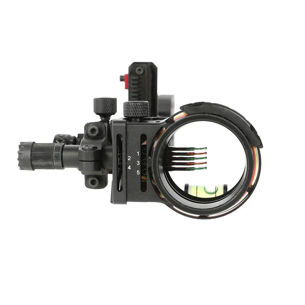 TOPOINT ARCHERY TX2650 Compound Bow Sight – CNC Aluminum + Carbon, 5-Pin 0.019", 6" Extension, Multi-Axis Adjustable with Optional Lens