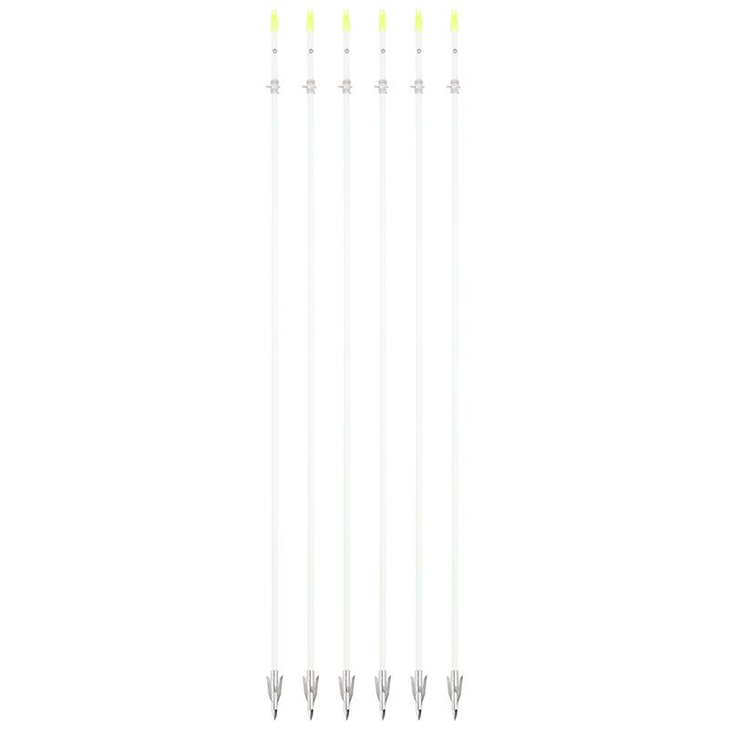 White Bowfishing Arrow with Short Head – Solid Fiberglass Shaft(12pcs)