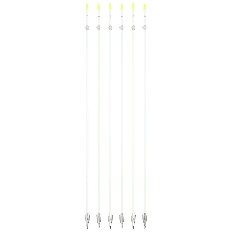 White Bowfishing Arrow with Short Head – Solid Fiberglass Shaft(12pcs)
