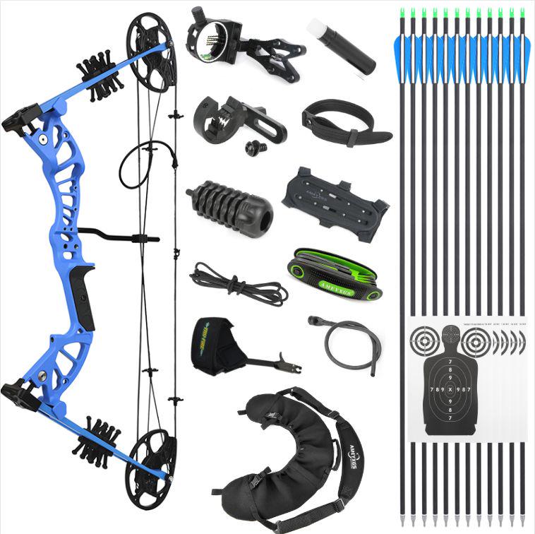 AME ARCHERY KS02 Youth Compound Bow Beginner Set – 15-45lbs Adjustable Draw, Complete Archery Kit