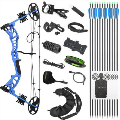 AME ARCHERY KS02 Youth Compound Bow Beginner Set – 15-45lbs Adjustable Draw, Complete Archery Kit