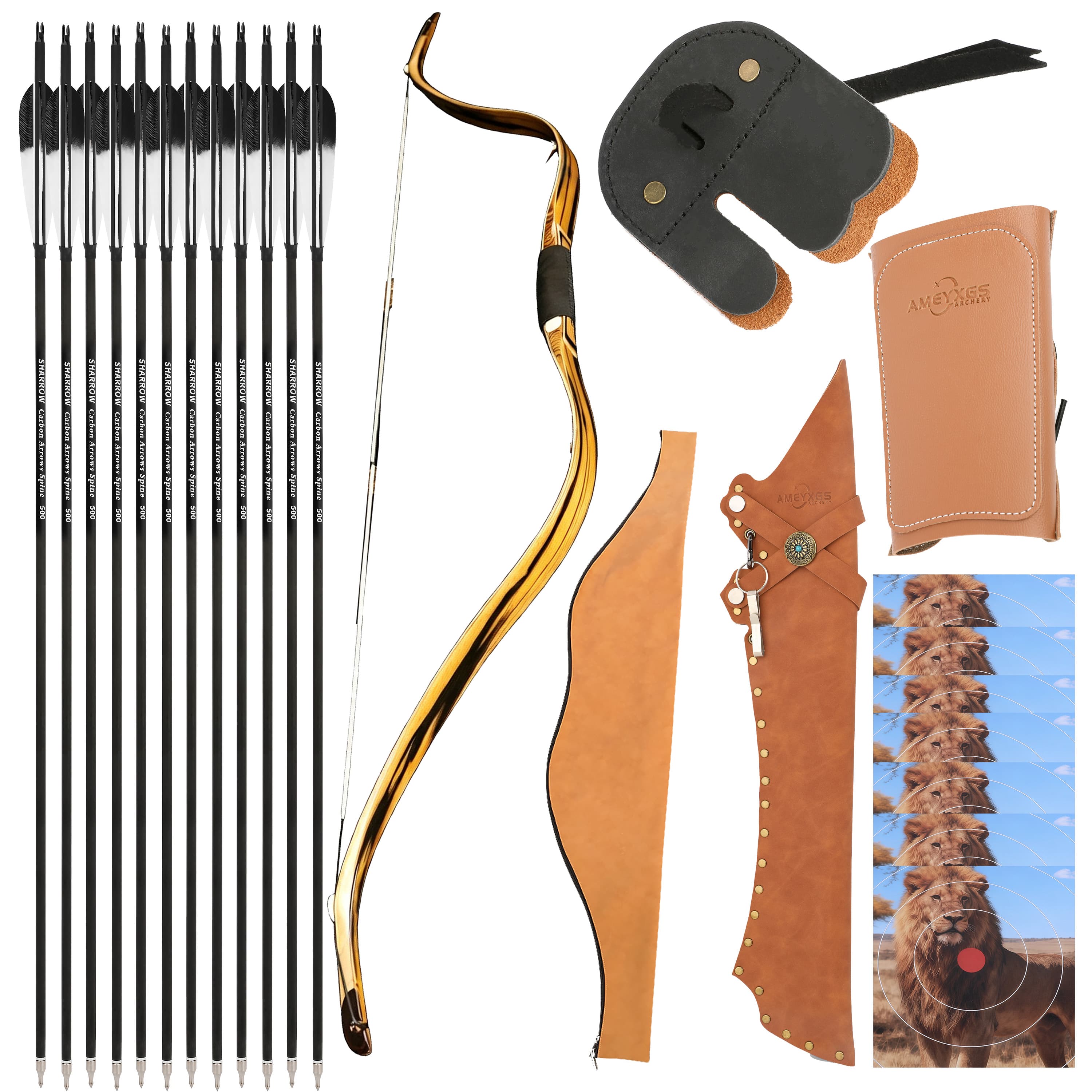 AF Queyue Laminated Bow 46" 20–50lbs Archery Recurve Bow Shooting