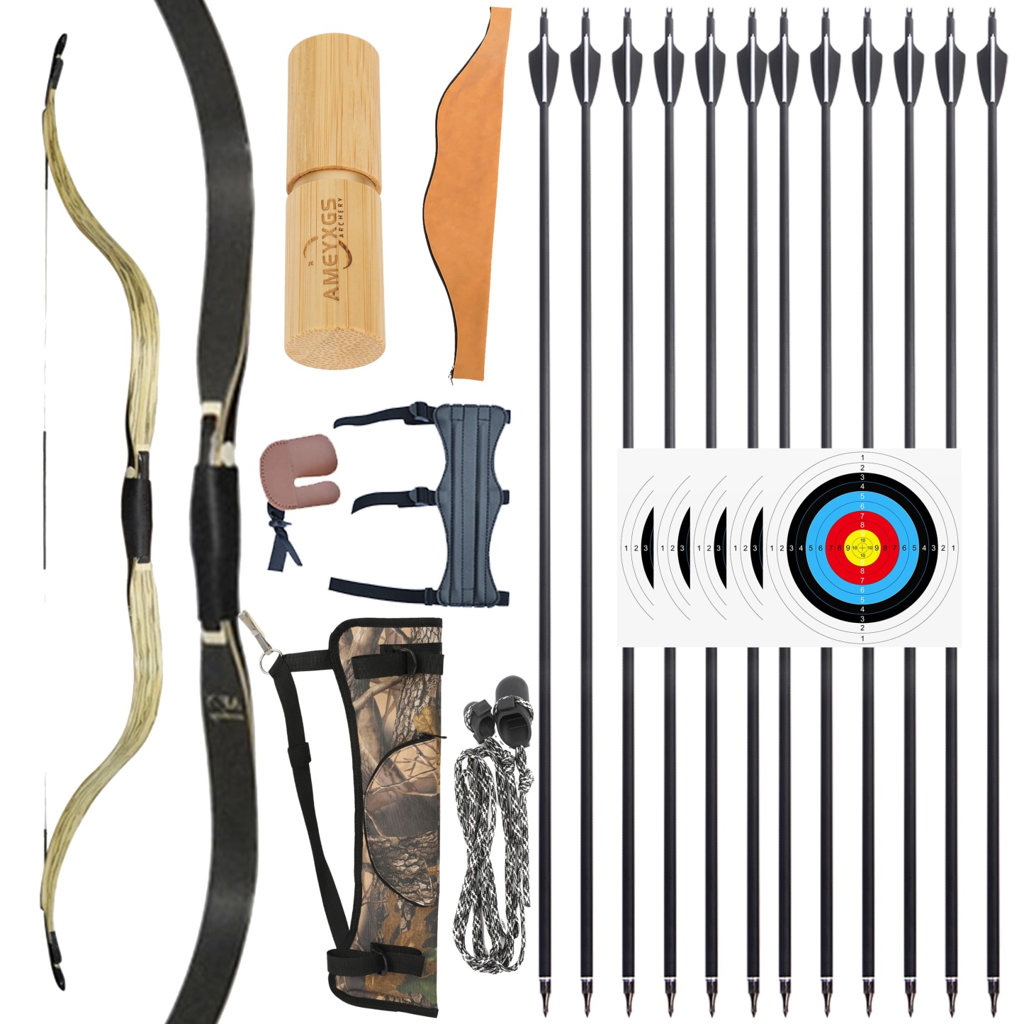 AF Traditional Recurve Bow Handmade Archery 20-50lbs Shooting