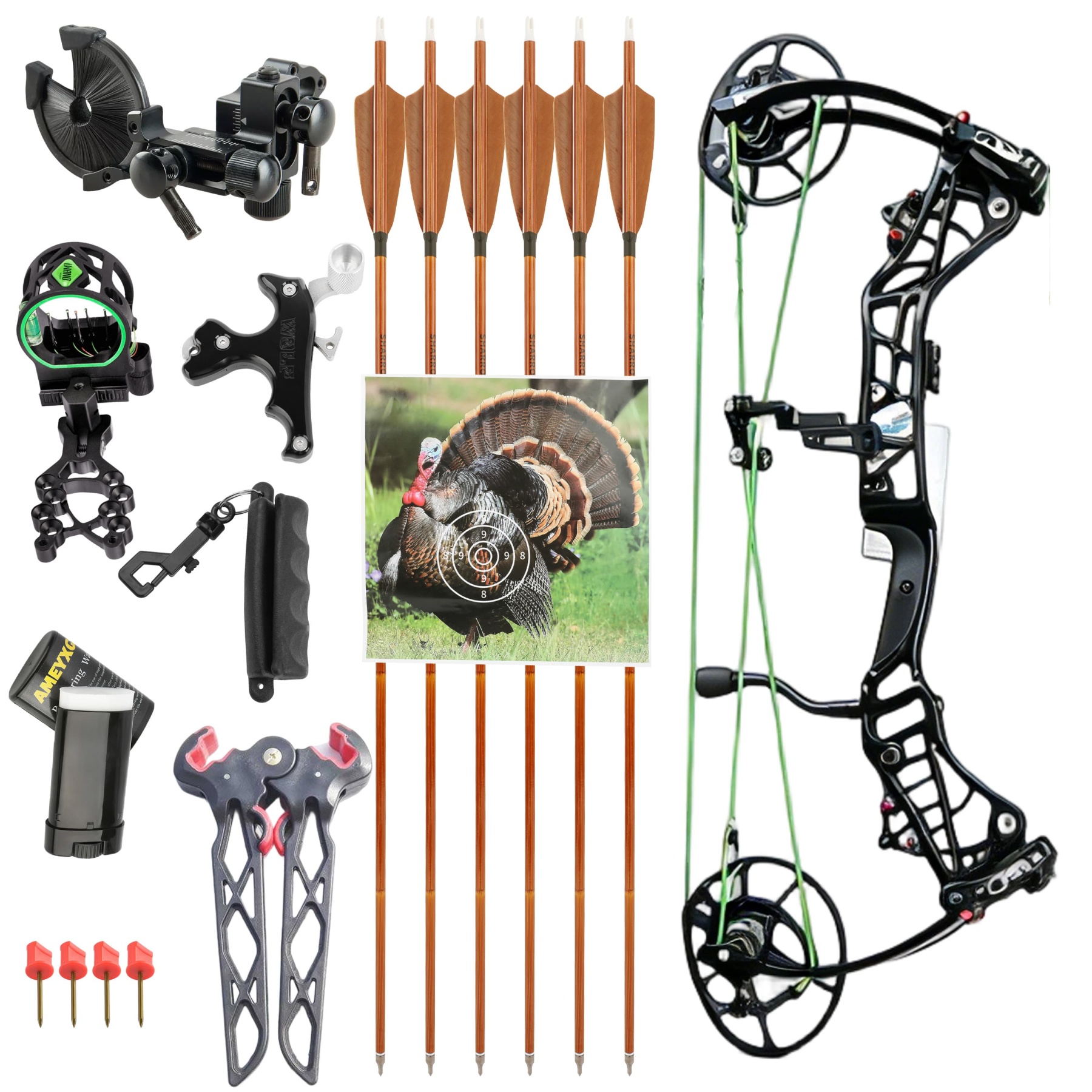 Zhuyue 45-75 LBS Adjustable Compound Bow | 350 FPS IBO Speed, 80% Let-Off