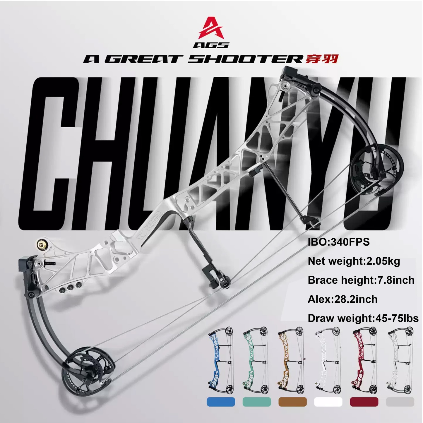 AGS Archery Compound Bow 45-75lbs Target Kit Shooting Hunting
