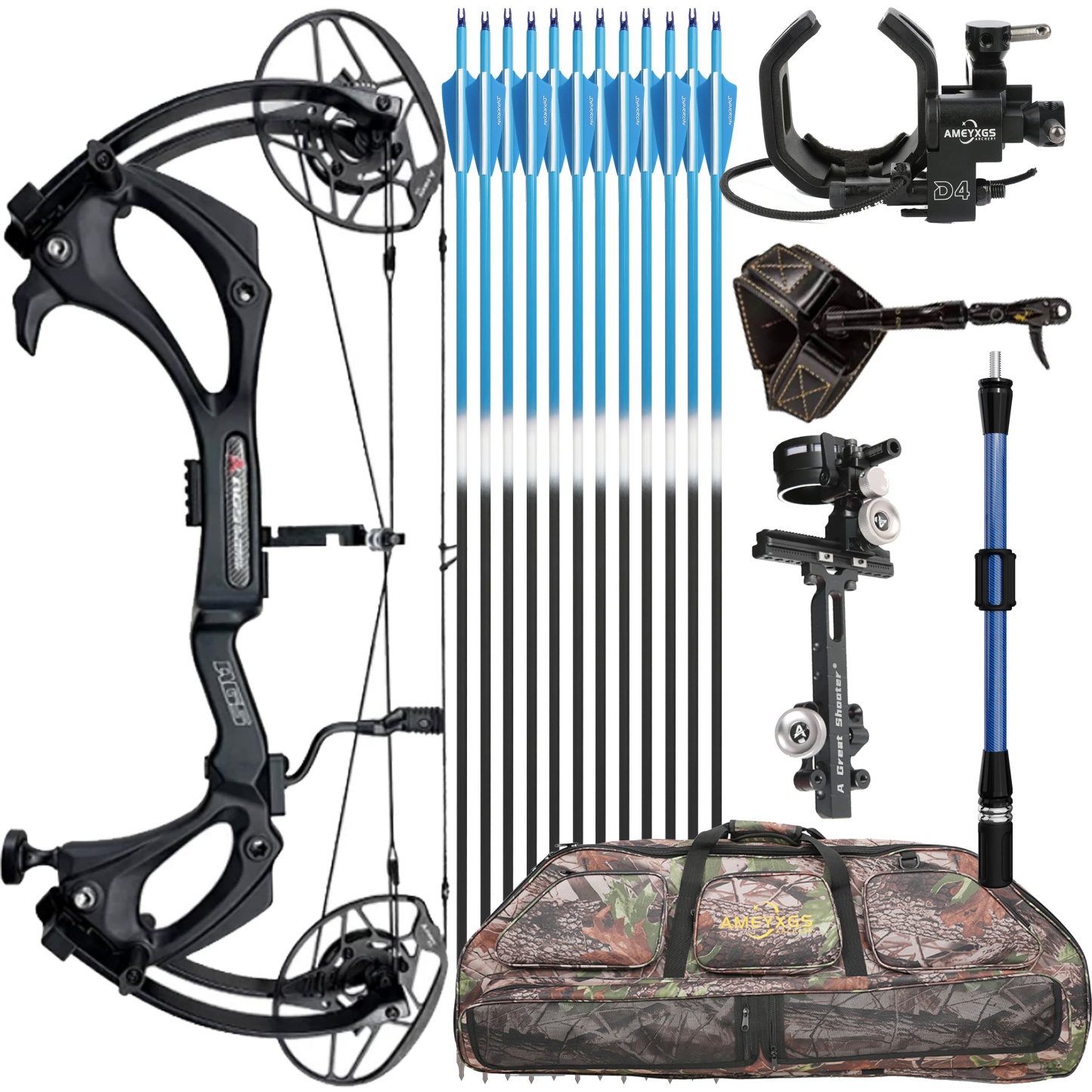 AGS Archery Compound Bow 0-70lbs Target Kit Shooting Hunting