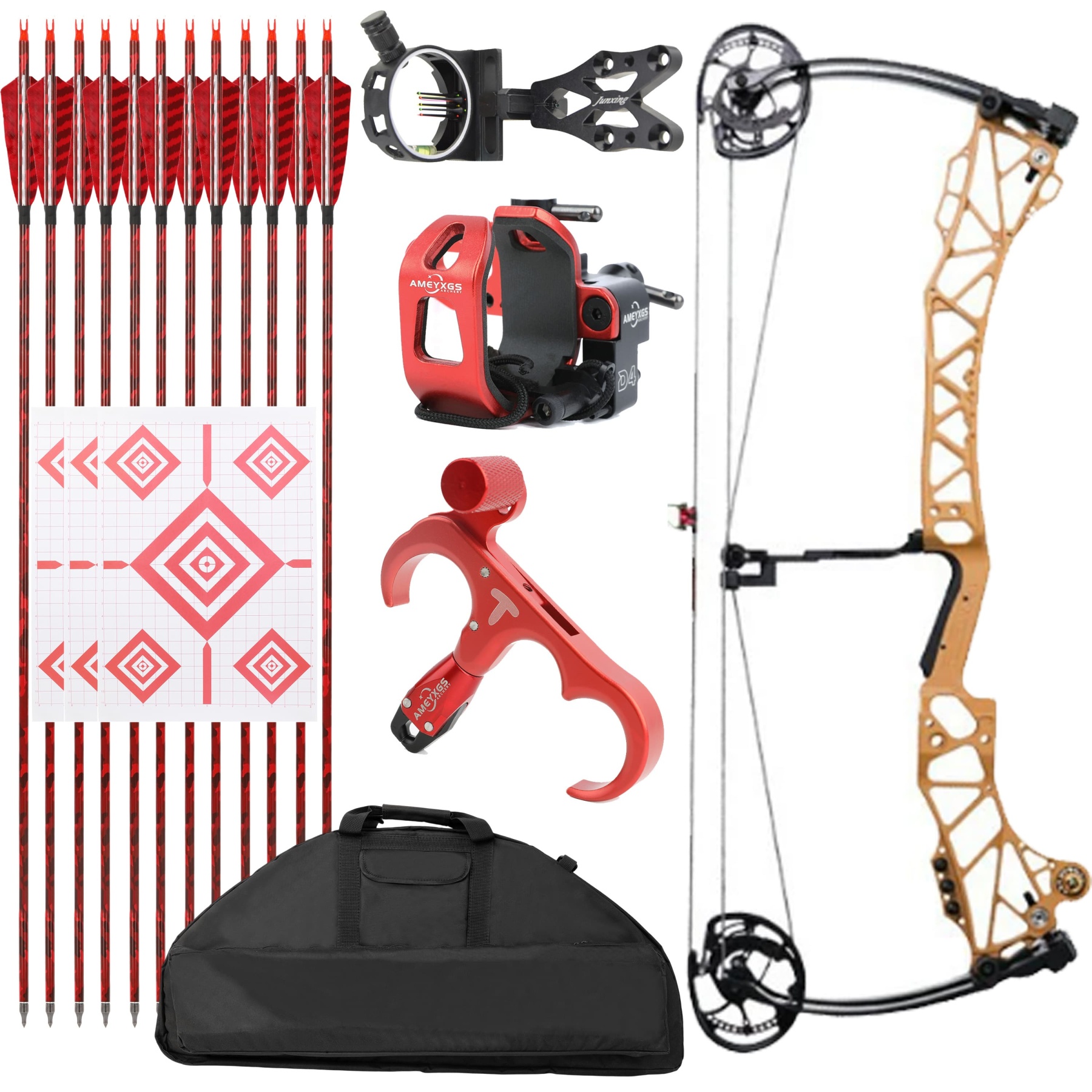 AGS Archery Compound Bow 45-75lbs Target Kit Shooting Hunting