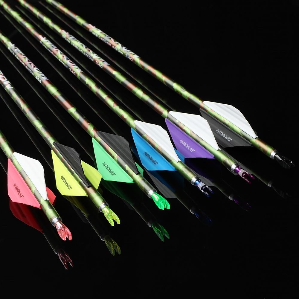 AME ARCHERY Triangular Fletching Pure Carbon Arrows(12PCS)