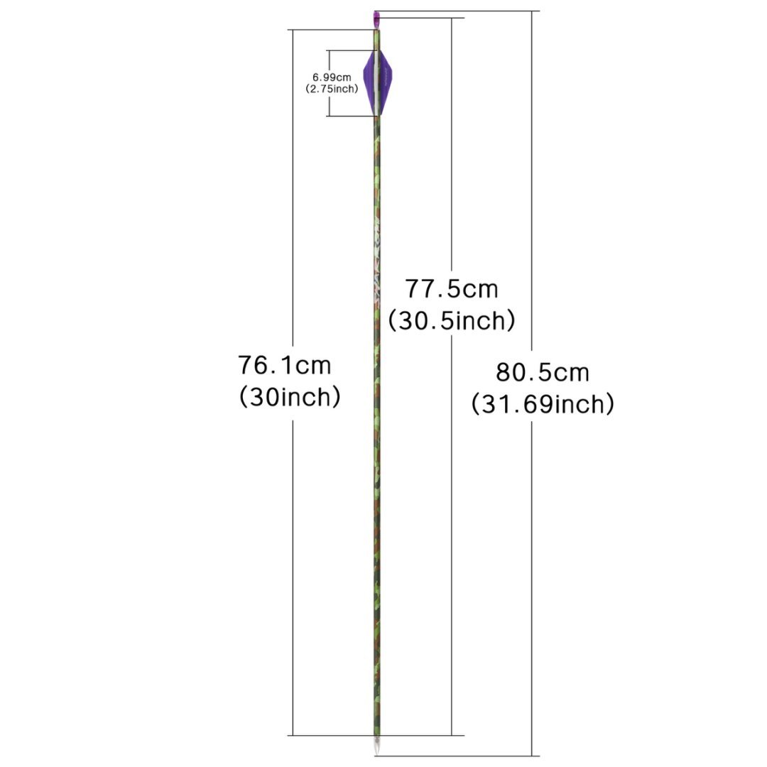 AME ARCHERY Triangular Fletching Pure Carbon Arrows(12PCS)